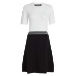Logo Two-tone Knit Dress -white black