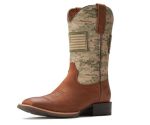 Sureway Cowboy Boots For Men - Mens Square Toe Western Boot With Flag Oil slip Resistant Durable Fashionable Classic Pull On Boo