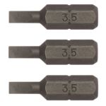- 3PIECE 1 4INCH Hex Drive 0.6X3.5MM Flat Bit 25MM - FL2506A03