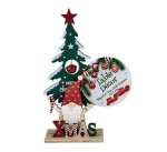 Xmas Table Decor Wooden Tree W gonk 22CM