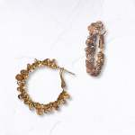 Diamante Mesh Beaded Loop Earrings - Gold Free