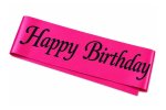 Party Happy Birthday Dark Pink Sash Black Print