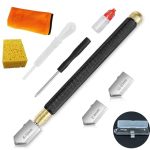 Glass Cutter 2MM-20MM Upgrade Glass Cutting Tool With Glass Cutting Oil Pencil Style Oil Feed Carbide Tip Glass Cutter For Tiles