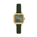 Womens Gold Square Case Watch With Green Dial