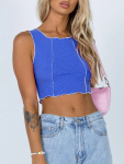 The Contrast Crop - Blue - Medium large