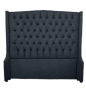 Reya Buttoned Wing Headboard- Black-queen