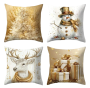 Set Of 4 Snowman Christmas Cushion Covers