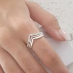 C1229 - 925 Sterling Silver Cz Patterned Open Ring - Size 7