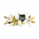 Flower & Leaf Design Wall Decoration Black Gold & White