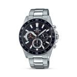 Casio Men&apos S Edifice Black Dial & Silver Toned Chronograph Bracelet Watch