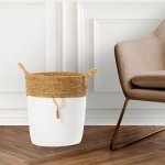 Home.life Conical Bulrush And Paper Basket White - Large 40X45CM