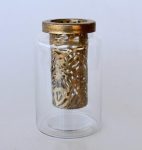 Glass Candle Holder Gold Metal Inner 18X11CM
