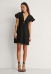 Tie Front Linen Dress - Black