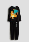 Printed Cotton Pyjamas - Black Pok Mon