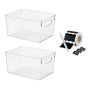 Plastic Storage Containers With Reusable Chalk Labels - Set Of 2