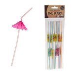 Disposable Umbrella Topped Drinking Straws Pack Of 12