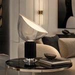Tempo Sculptural Glass Table Lamp Black And Chrome