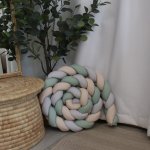 Cot Bumper Braided 3 Strand Green Purple And Beige