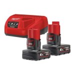 Milwaukee M12 Nrg Batteries & Charger Kit 4.0 Ah