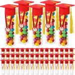 Jmuq 50 Sets Graduation Gumball Tubes 2026 Graduation Candy Jar Container With Grad MINI Caps MINI Graduation Tassels For Diy Gr
