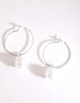 Silver Pearl Hoop Earrings