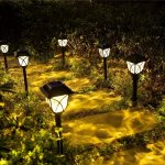 8 Solar Buried Lights Lawn Lights Stainless Steel Atmosphere Lights Ground Insertion Lights Solar Landscape Lights Garden Fence 