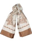 Cream And Brown Paisley Scarf - One Size Natural