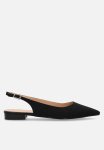 Polo Pointed Jacquard Slingback Flat - Black