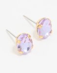 Goldair Gold Purple Diamante Oval Stud Earrings