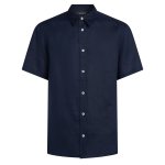 Embroidery Linen Shirt -peacoat