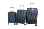 Smte Black 3-PIECE Abs Hard Shell Luggage Set Spinner Wheels & Combination Locks With Keychain