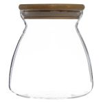 - Borosilicate Shaped Glass Canister With Bamboo Lid - 650ML - 12 X 11CM