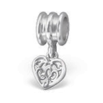 C1211-C9265 - 925 Sterling Silver Heart Dangle European Charm Bead
