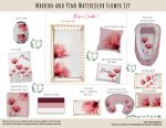 Cot Duvet Bedding Maroon And Pink Watercolor Flower Set