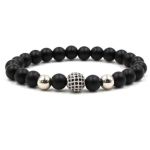 Natural Black Matte Agate With Silver Ball Studded
