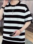 Men's Striped T-Shirt Casual Short Sleeve Crew Neck Tee Men's Clothing For Summer Outdoor