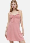 Crinkled Drawstring-detail Dress - Light Pink