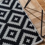 Handwoven Jacquard Rug 50 X 80CM - Diamond - Black
