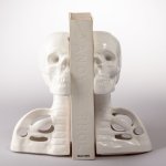 Backbone Human Skull Bookends - Gloss White