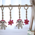 Baby Gym Themed Dangles Girly Sheep With Flower Crochet