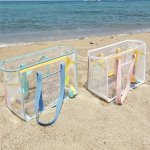 Clear Beach Tote Bag Large Capacity Sandproof Storage Bag With Handles For Beach Sports Vacation