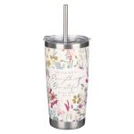 Stainless Steel Travel Mug With Straw - He Has Made Everything Beautiful