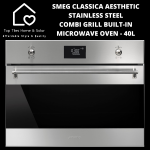 Smeg Classica Aesthetic Stainless Steel Combi Grill Microwave Oven - 40L
