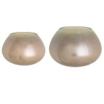 Set Of Two Copper Bubble Glass Vases 14 Cm And 18 Cm