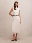 Lorelei Woven Mixed Midi Dress - 18 Cream