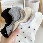 4 Pairs Polka Dot Print Socks Casual & Simple Low Cut Invisible Boat Socks Women's Stockings & Hosiery