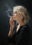 The Silence Of Habit Smoking Young Woman Art Print - A0 1189 X 841