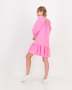 Pink Short Puff Sleeve Shirred Dress - 1XL / Pink / Women