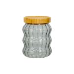 Glass Canister Jar Smokey 340ML With Bamboo Lid