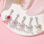 5PCS/SET Angel Pendant Decorations With Alloy Lobster Claw Clasps Vintage Alloy Angel Charms For Diy Jewelry Making 1.73INCH 44M